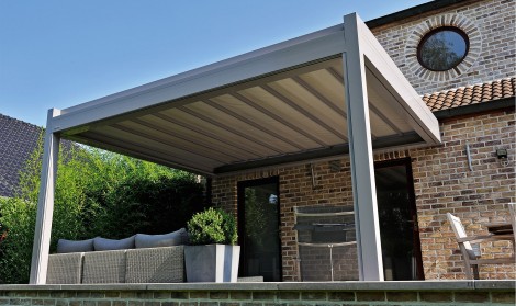 sliding roof pergola installed over a patio
