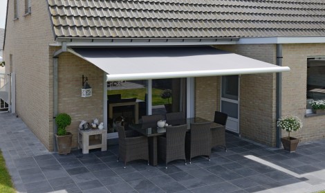 Brustor patio canopy installed over a patio