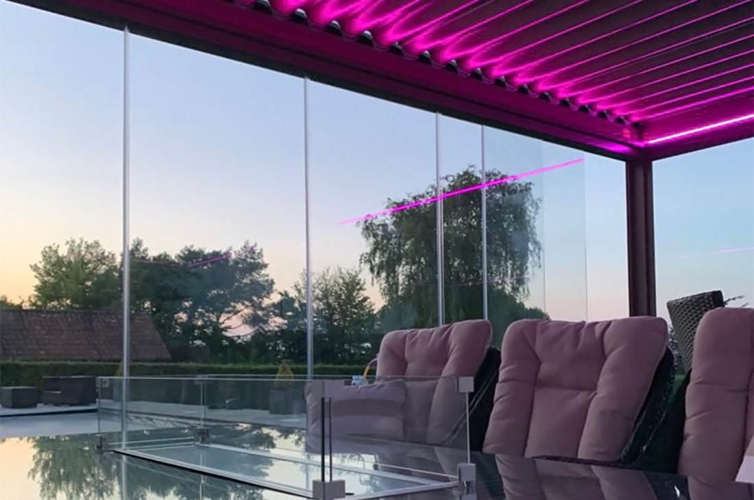 Broadview Sliding Glass and Purple LED Lights