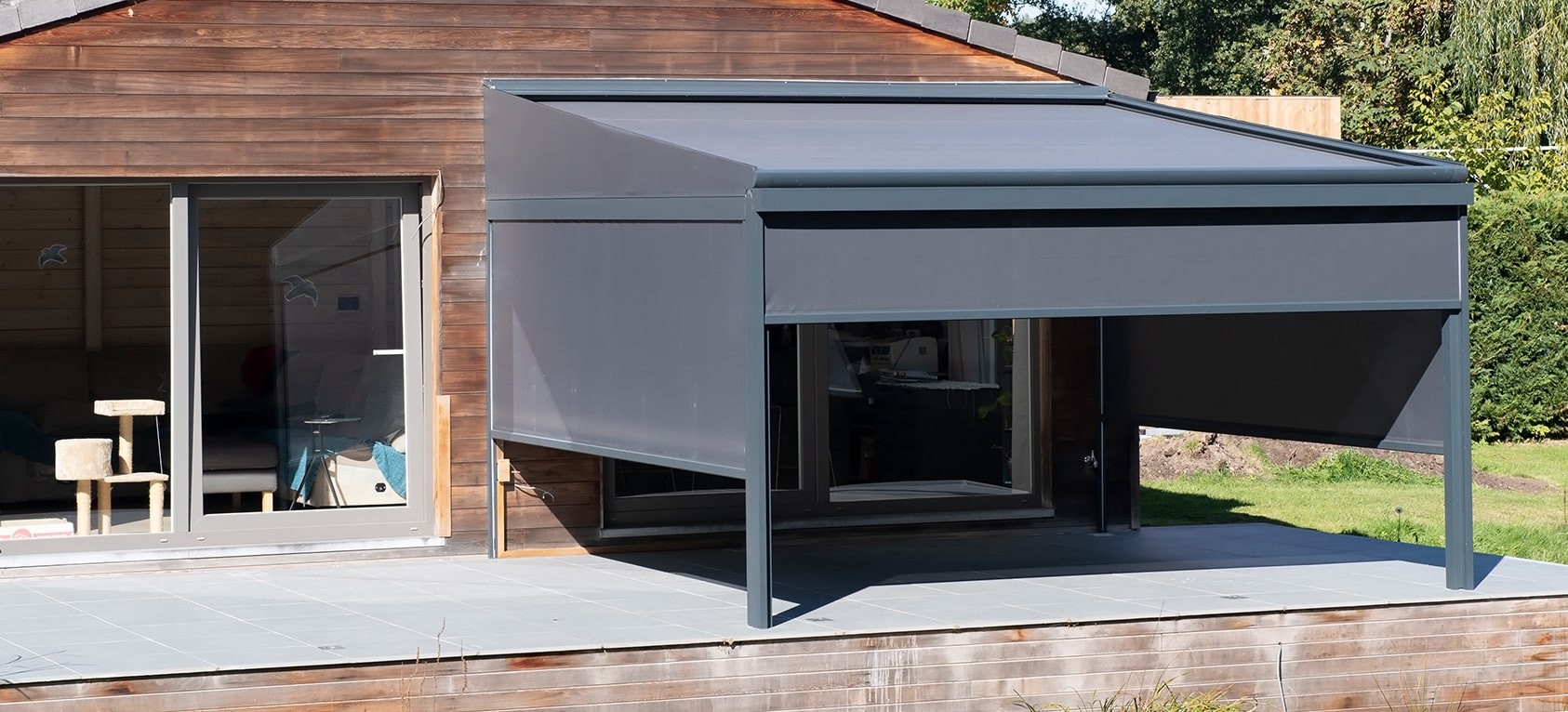 Lean to Patio Cover with Black Screens