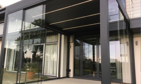 Glass windows pergola