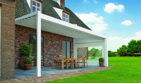 Brustor lean to pergola installed over a patio