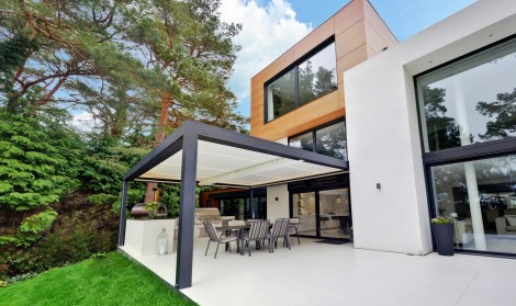 modern pergola design installed by Broadview blinds